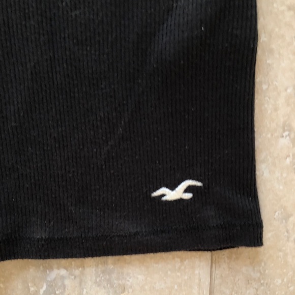 Black Hollister Criss Cross Drawstring Ribbed Tee - Picture 3 of 4